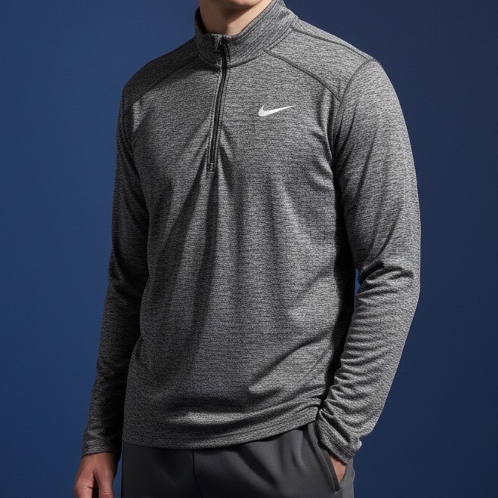 Nike Dri-FIT 1/2 Zip Pullover Men XL Gray Heather 896691-061 Running Training